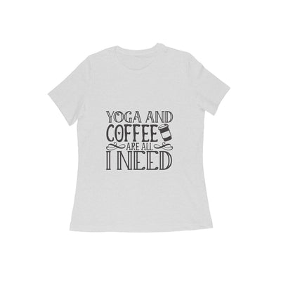 Essential Blend - Women's 'Yoga and Coffee' Comfort Cotton T-Shirt