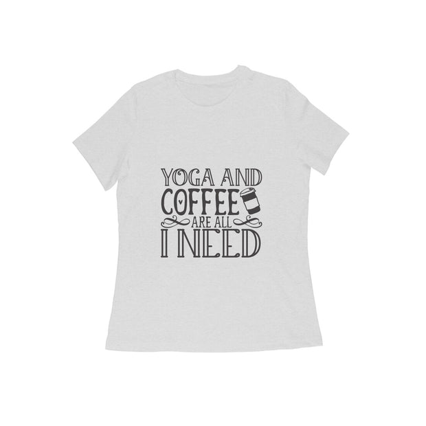 Essential Blend - Women's 'Yoga and Coffee' Comfort Cotton T-Shirt