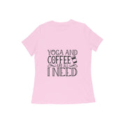 Essential Blend - Women's 'Yoga and Coffee' Comfort Cotton T-Shirt