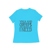 Essential Blend - Women's 'Yoga and Coffee' Comfort Cotton T-Shirt