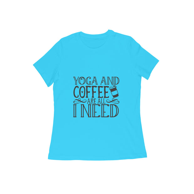 Essential Blend - Women's 'Yoga and Coffee' Comfort Cotton T-Shirt