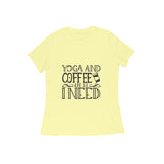 Essential Blend - Women's 'Yoga and Coffee' Comfort Cotton T-Shirt