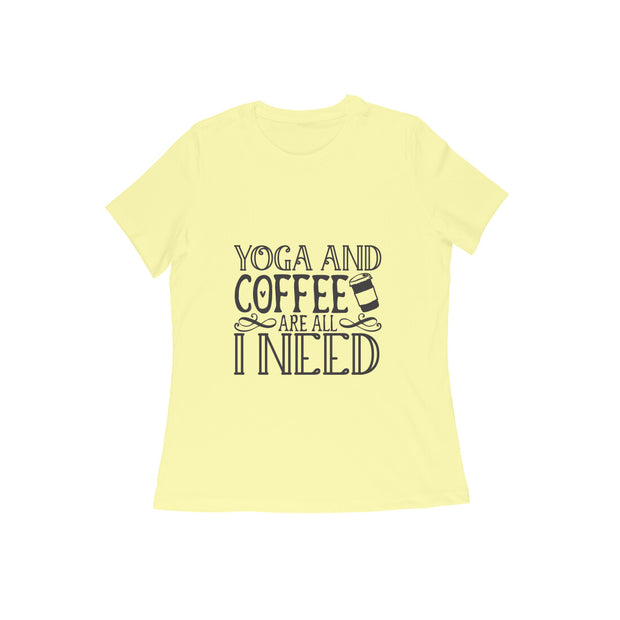 Essential Blend - Women's 'Yoga and Coffee' Comfort Cotton T-Shirt