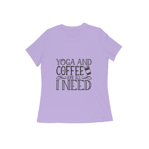 Essential Blend - Women's 'Yoga and Coffee' Comfort Cotton T-Shirt