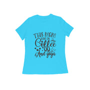 this mom runs on coffee and yoga womens tshirt